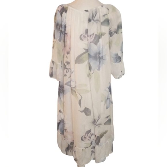 Rosemarie Watercolor Floral Flowy Ruffle Hem Dress Made In Italy Size Medium - Picture 7 of 10